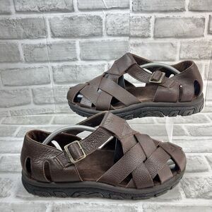 Teva Cross Up Men's Size 12 Brown Soft Leather Strappy Fisherman Comfort Sandal